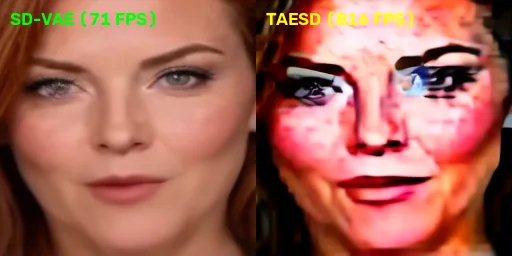 Cropped Face Comparison: SD-VAE vs TAESD