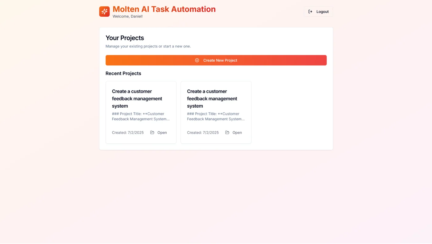 Molten AI — Project Control Dashboard