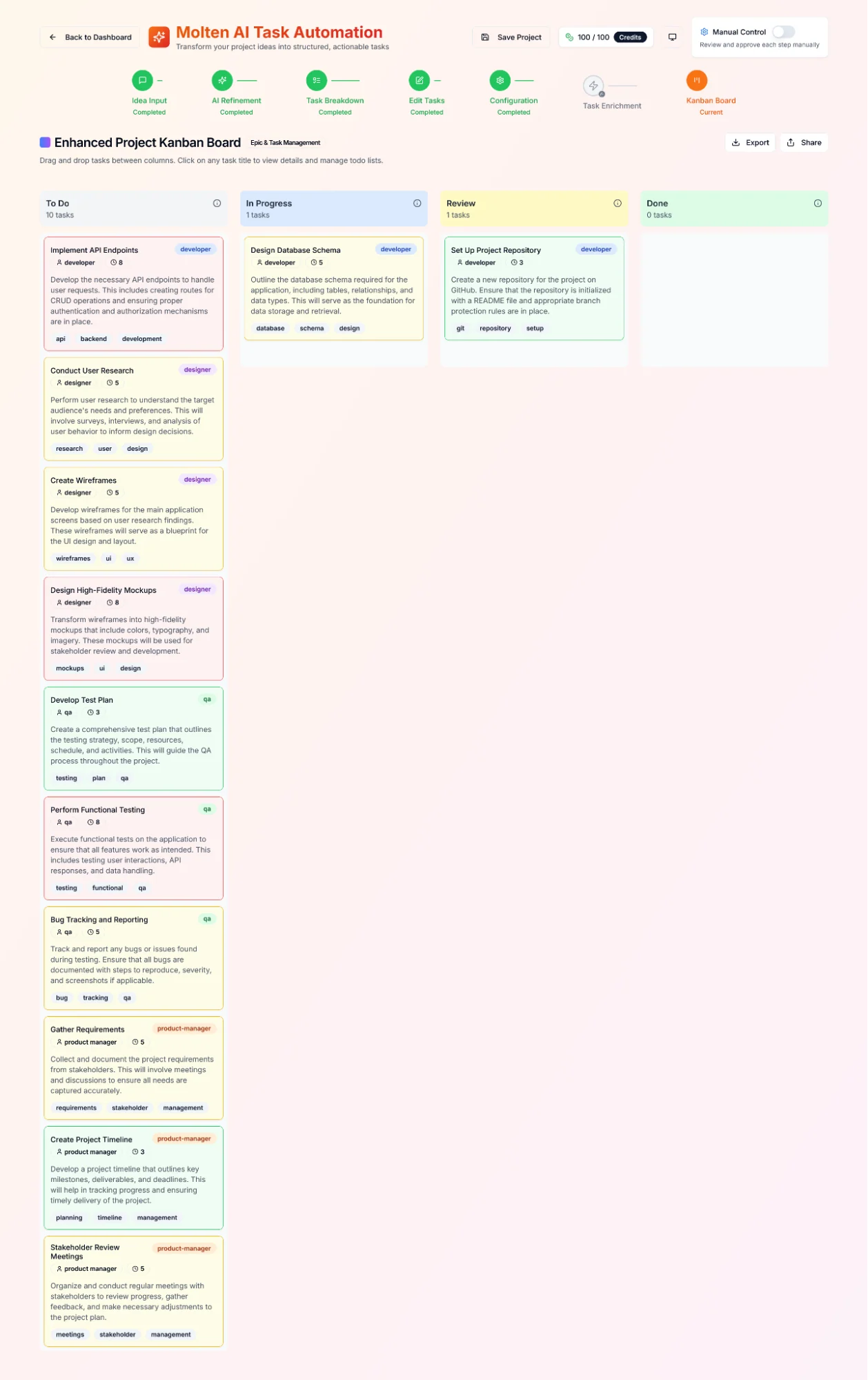 Stage 7 — Enhanced Project Kanban Board