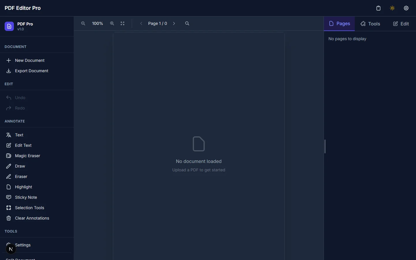 PdfMaster Interactive Document Editor with live multi-page PDF rendering