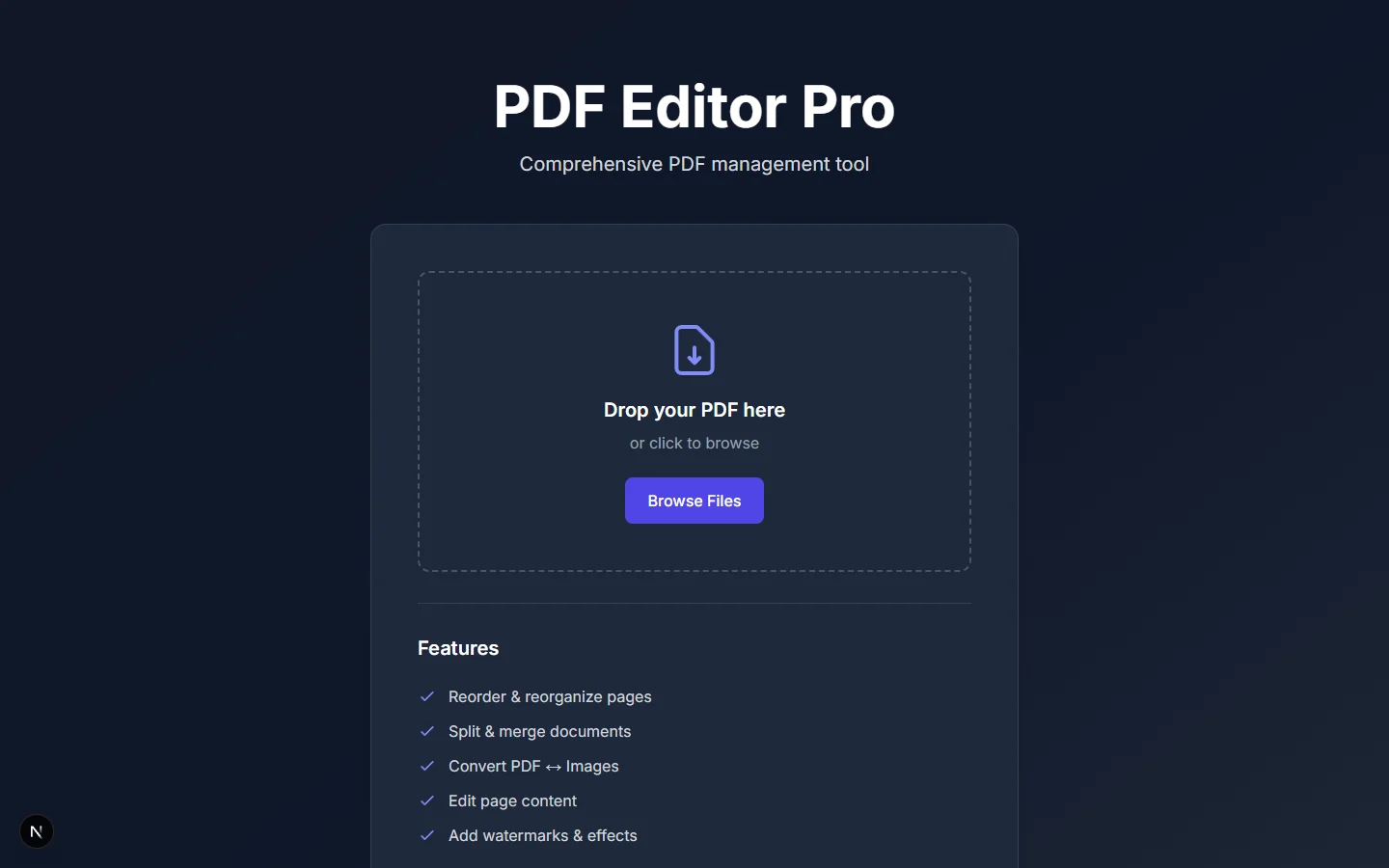 PdfMaster Landing Page & Feature Overview