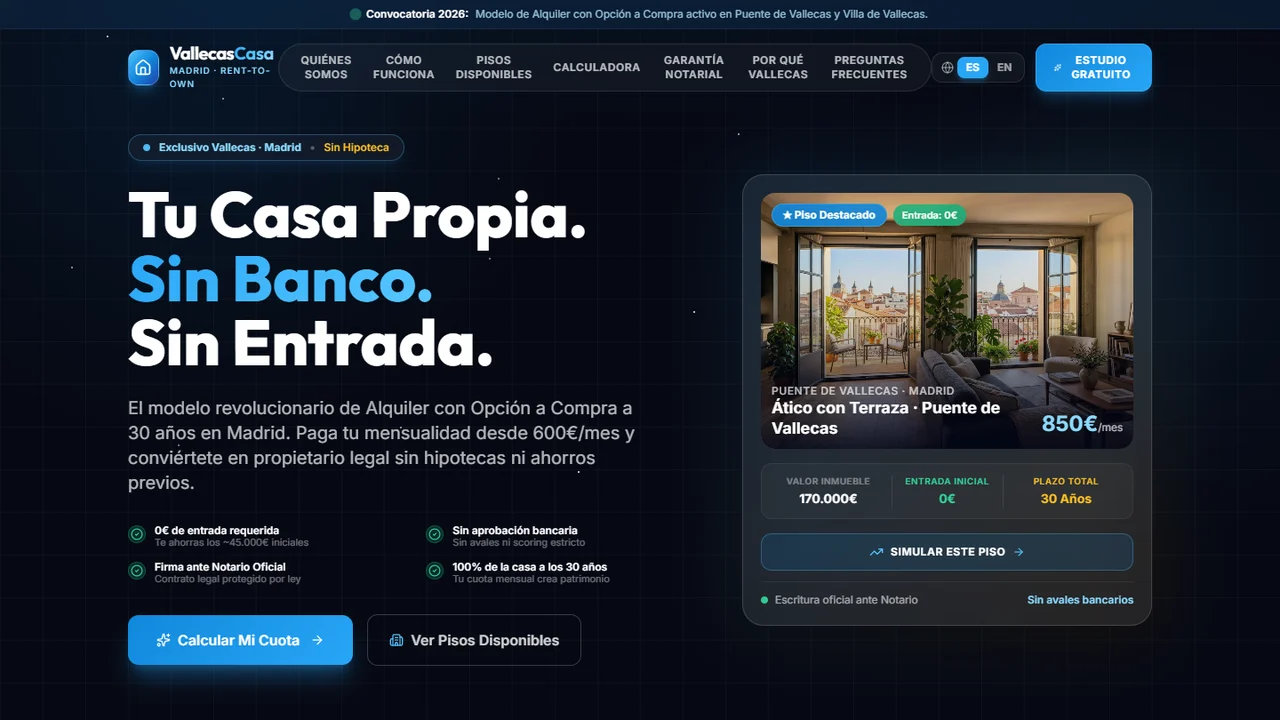 VallecasCasa (PropertySpain): Building a 30-Year Rent-to-Own PropTech Platform with Interactive Equity Simulation